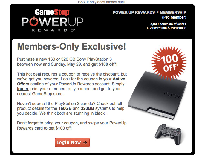 Gamestop offering 160GB Playstation 3 for $199, 320GB for $299