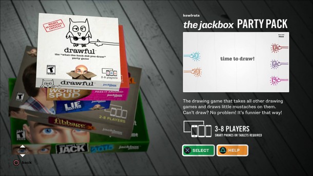 The Jackbox home screen resembles stacked board games