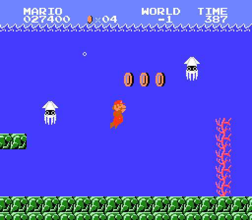 The infamous Minus World in Super Mario Bros