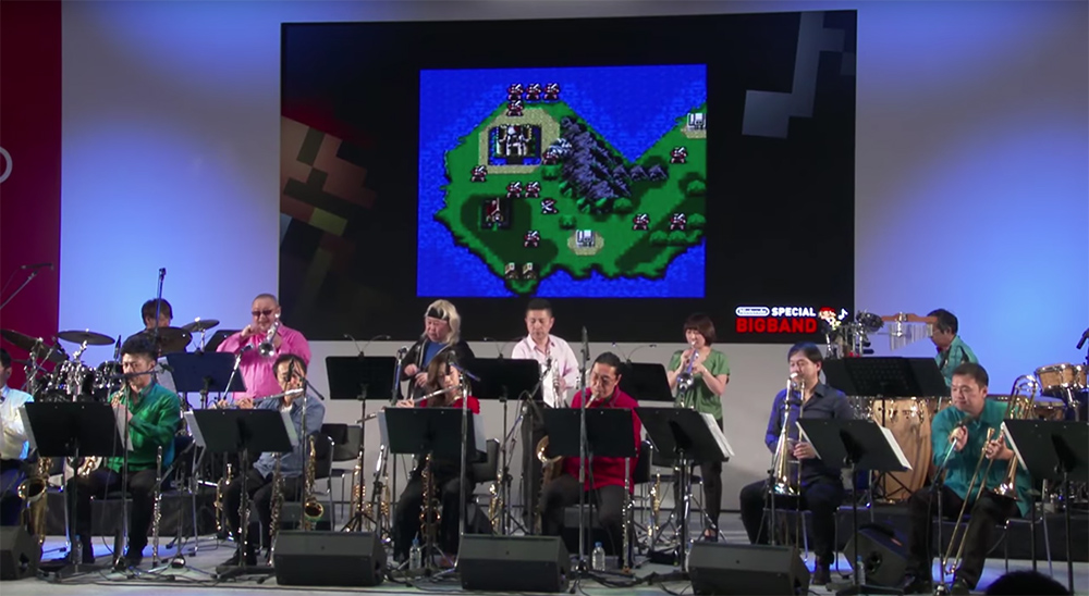 Watch Nintendo’s Big Band play a live set of video game theme songs at the Switch Experience