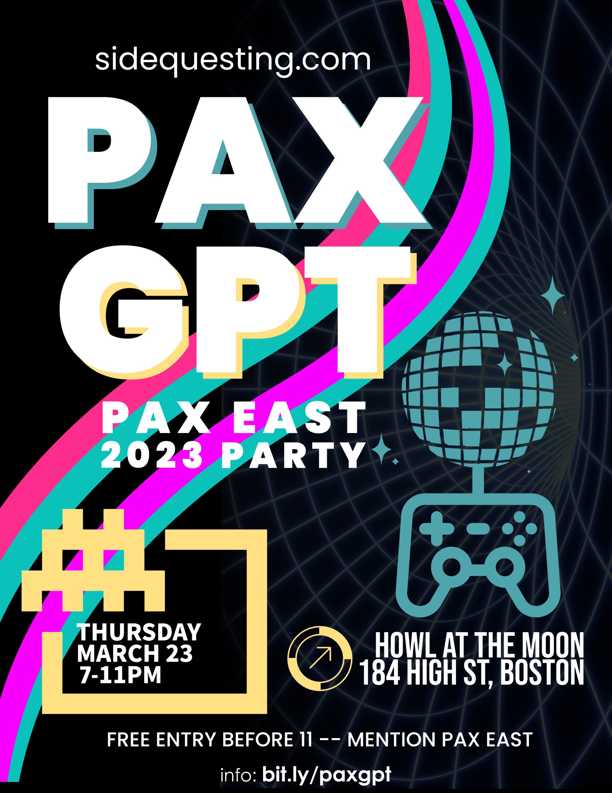 SideQuesting presents PAXGPT A PAX East 2023 Party SideQuesting