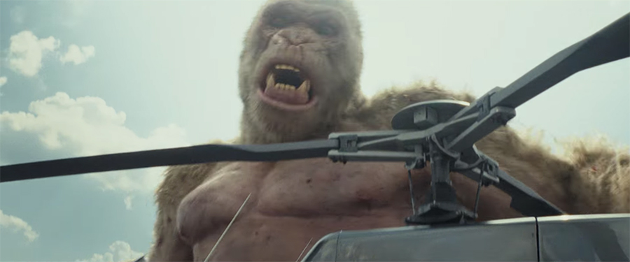 The Rock battles monsters in the first trailer for Rampage