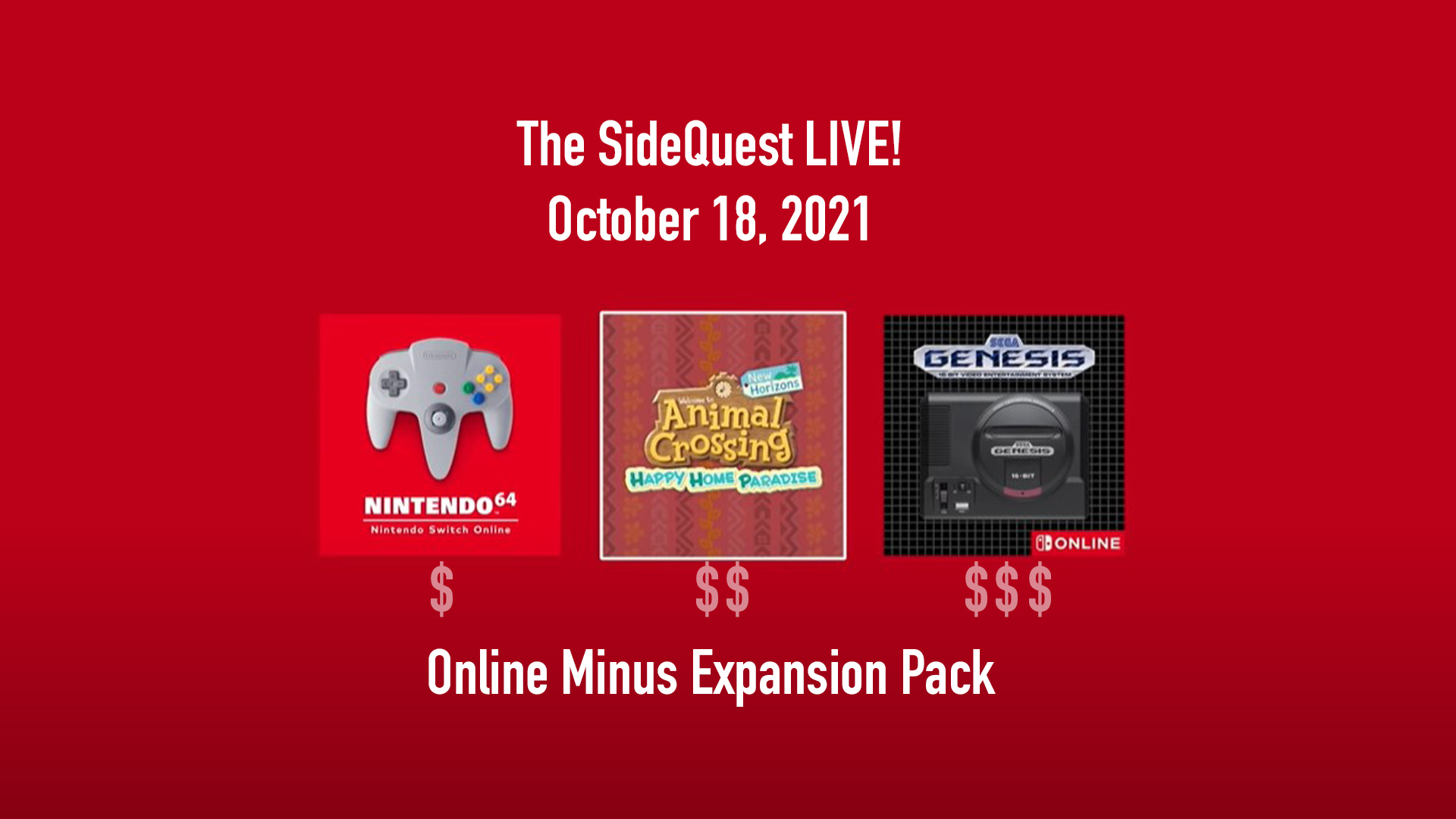 The SideQuest LIVE! October 18, 2021: Online Minus Expansion Pack