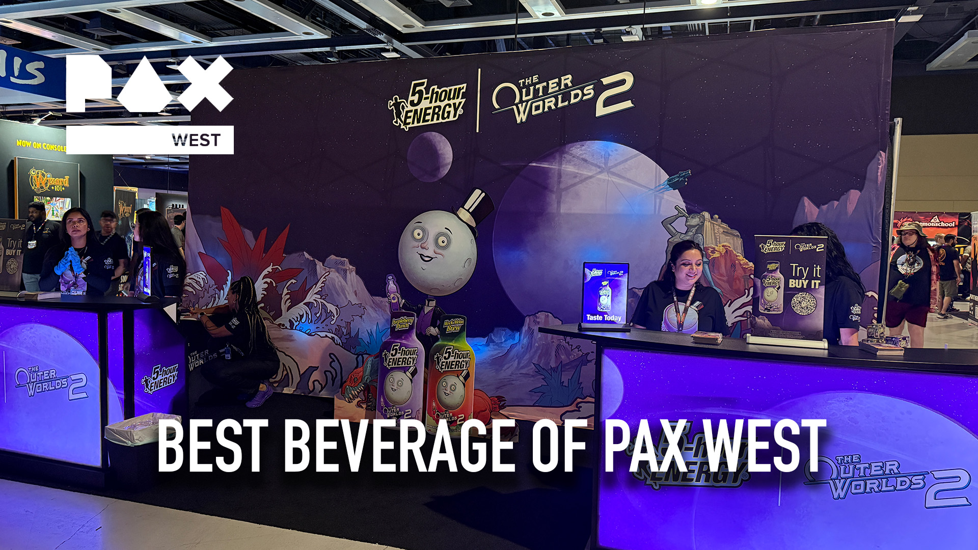 SideQuesting’s Favorite Beverage of PAX West 2025: 5-hour Energy Outer Worlds 2 Purpleberry Punch
