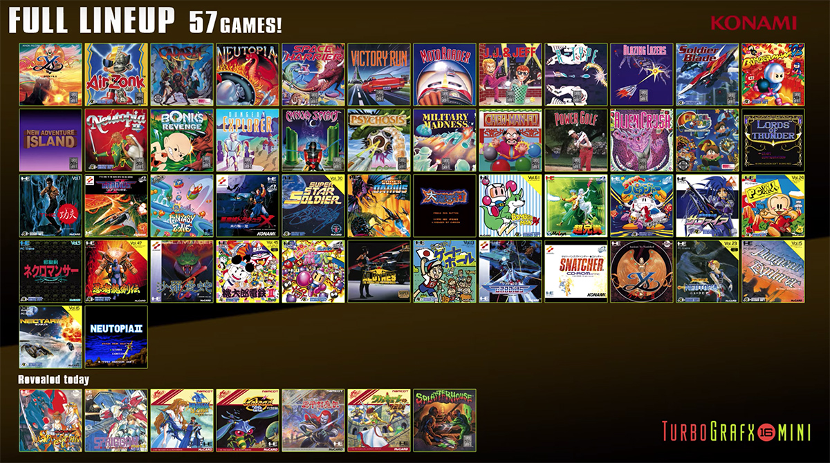 The final list of TurboGrafx-16 Mini games is revealed